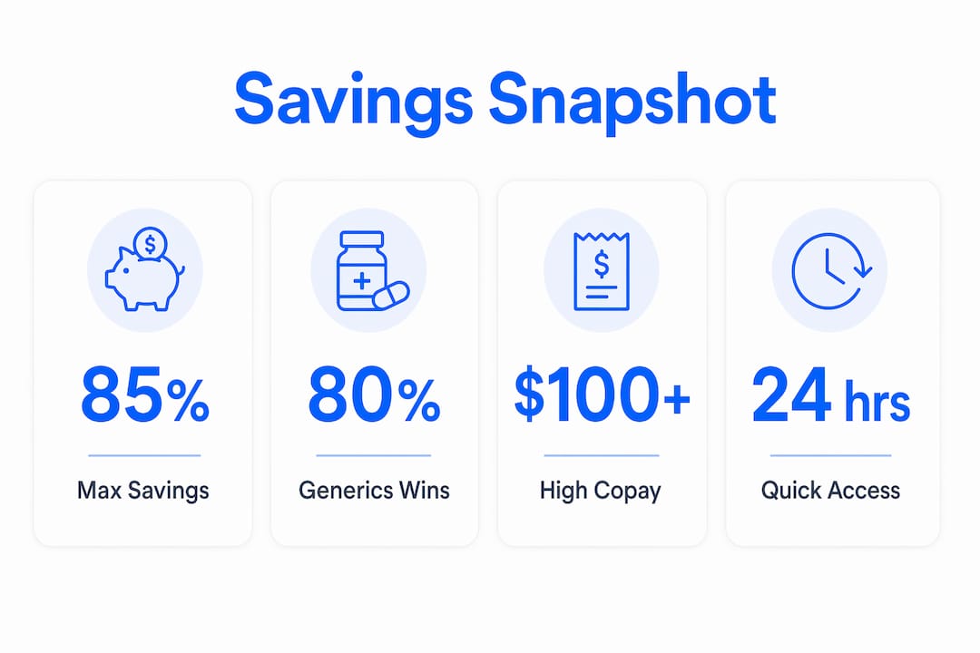 Infographic showing prescription discount card savings key statistics