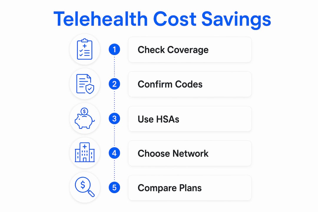Infographic outlining telehealth cost-saving steps