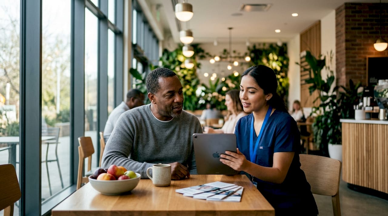 Patient and nurse discussing lifestyle medicine