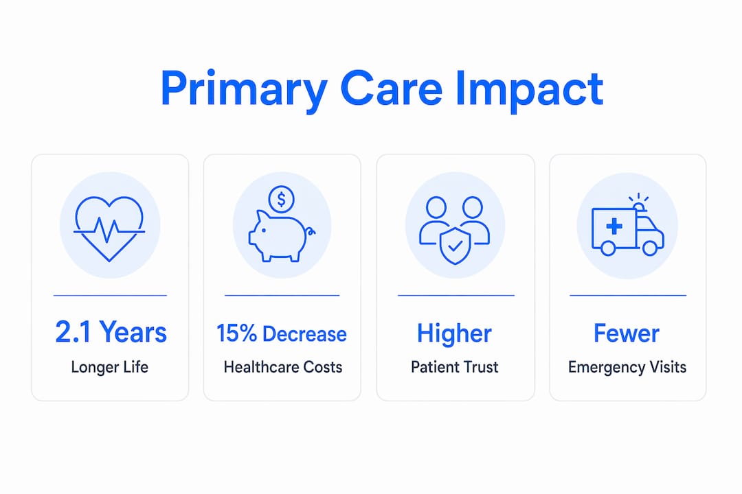 Infographic highlighting primary care benefits with key stats