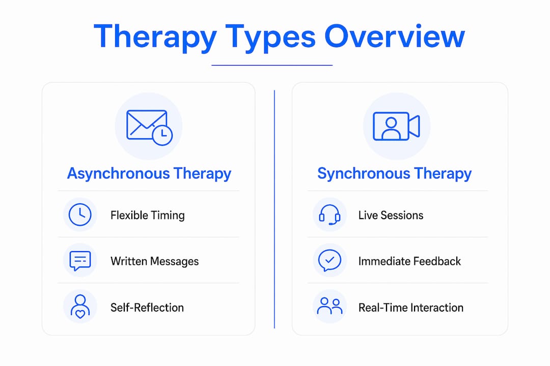 Infographic comparing asynchronous and synchronous therapies