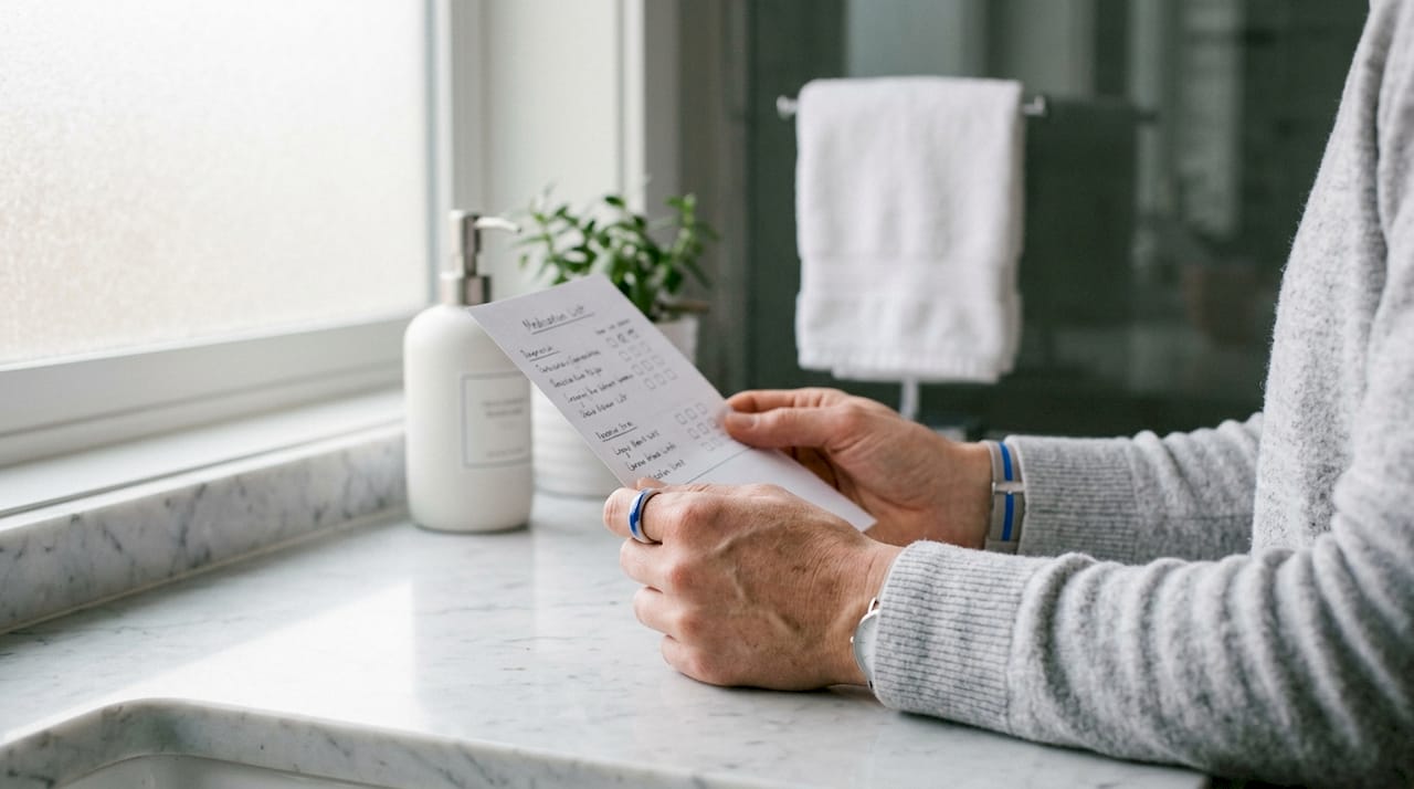 Hands holding medication list before visit