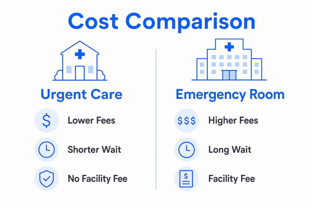 Infographic comparing urgent care and ER costs