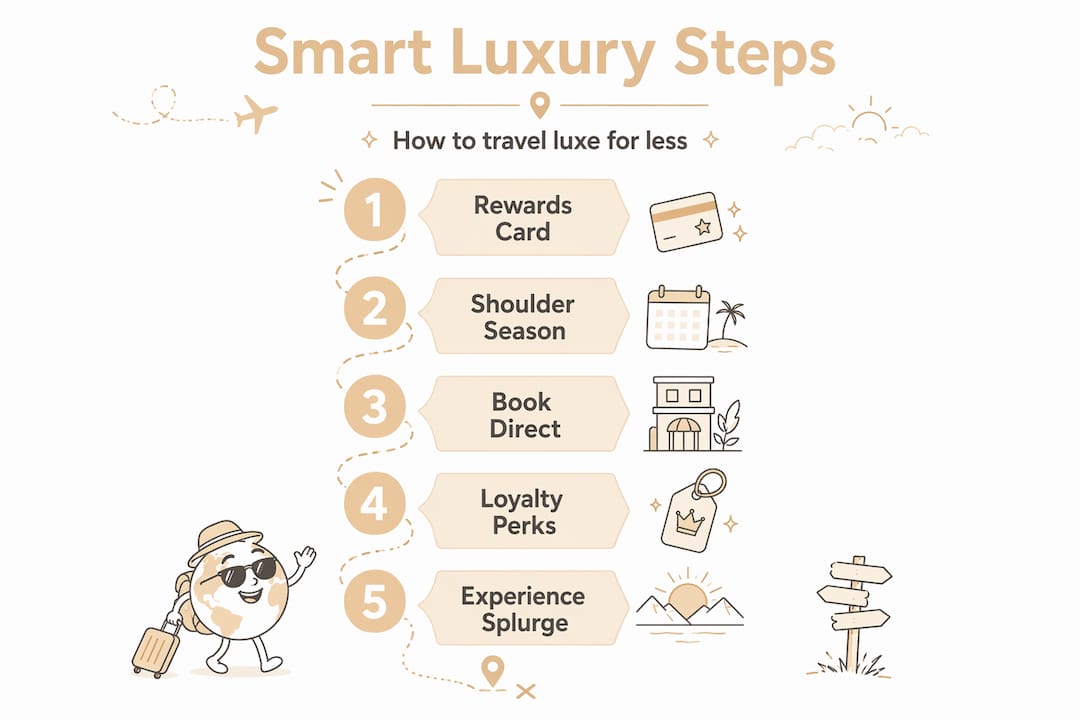 Infographic of key steps in budget luxury travel
