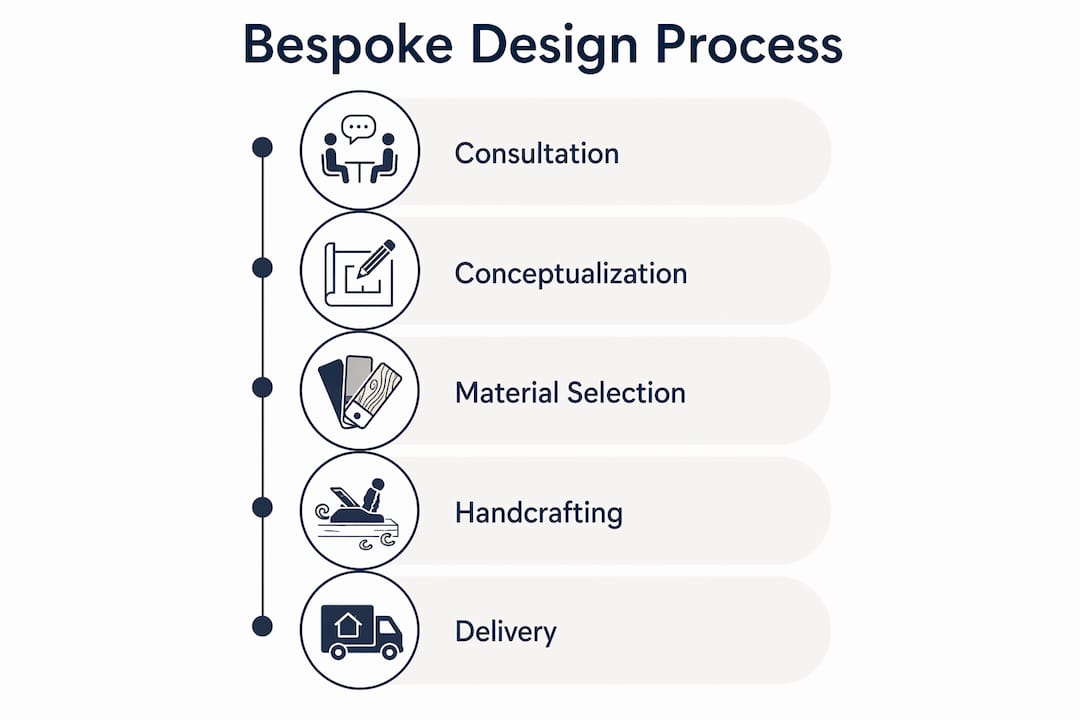 Infographic outlining bespoke furniture design stages
