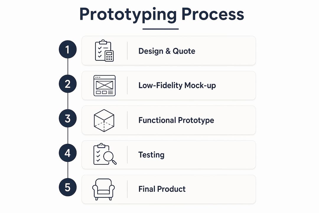 Infographic illustrating furniture prototyping stages