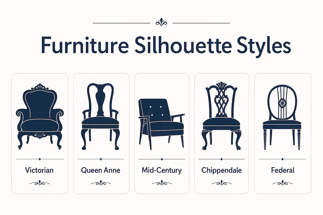 Infographic showing hierarchy of furniture silhouette styles