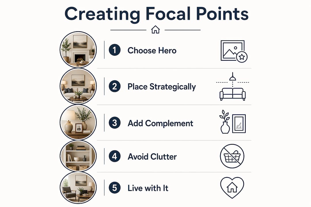 Infographic outlining steps to create furniture focal points