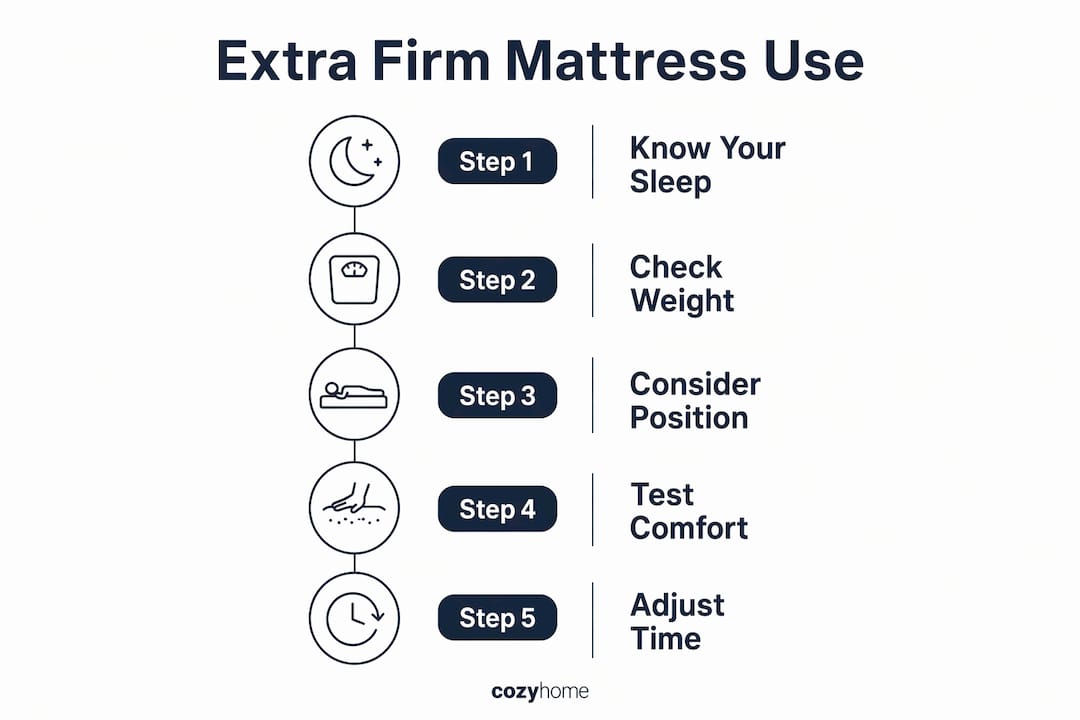 Infographic showing steps to choose extra firm mattress