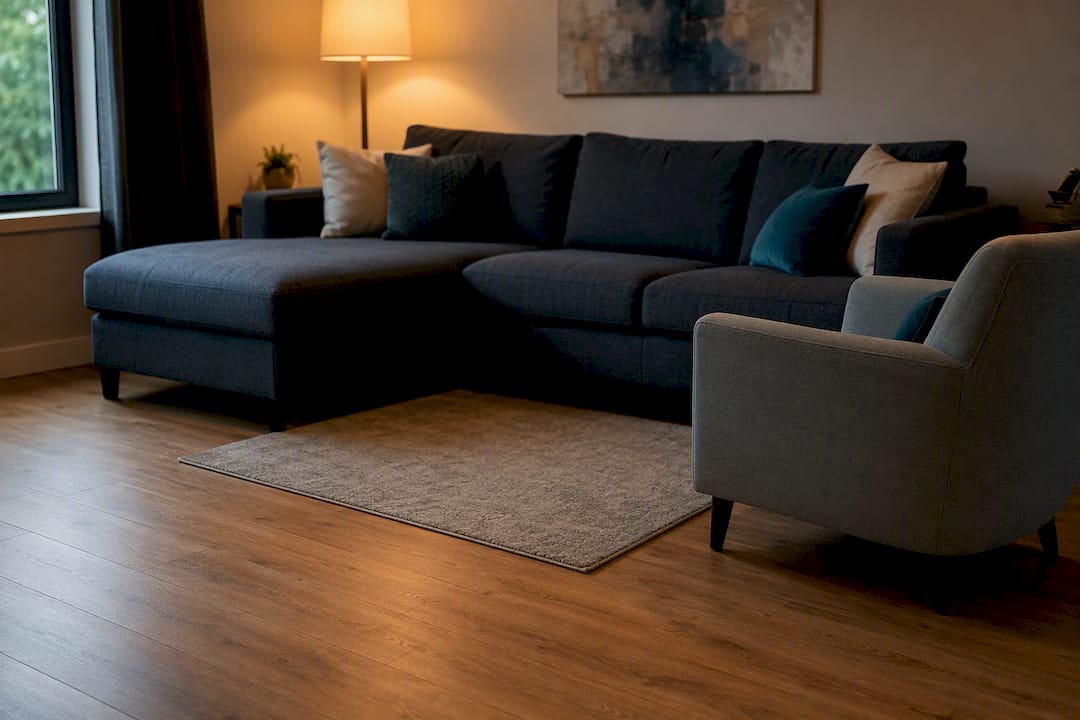 Small rug too small for living room furniture