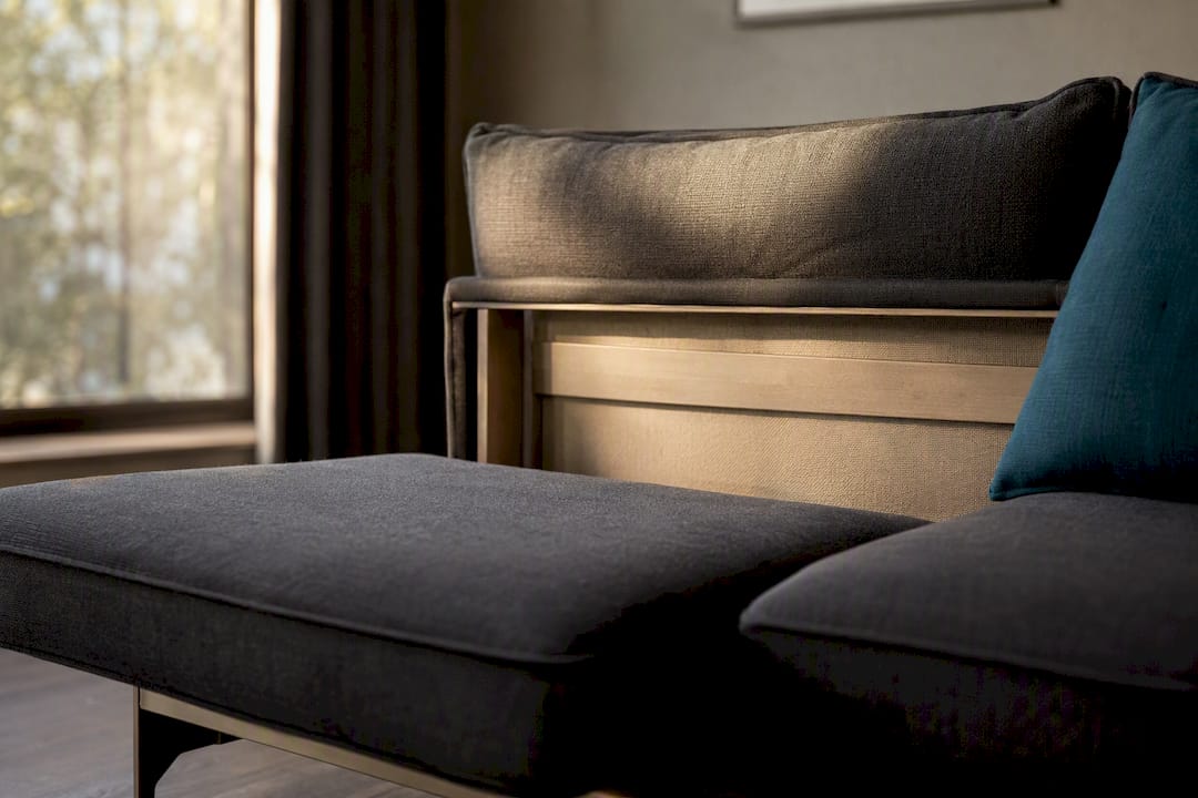 Sofa cushions and frame showing depth layers