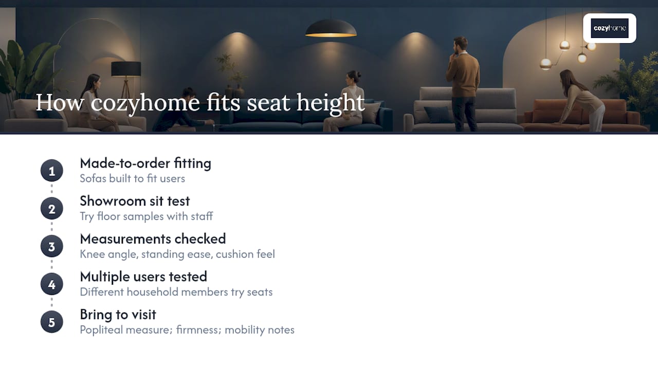 How cozyhome Gets Your Seat Height Right the First Time — overview diagram