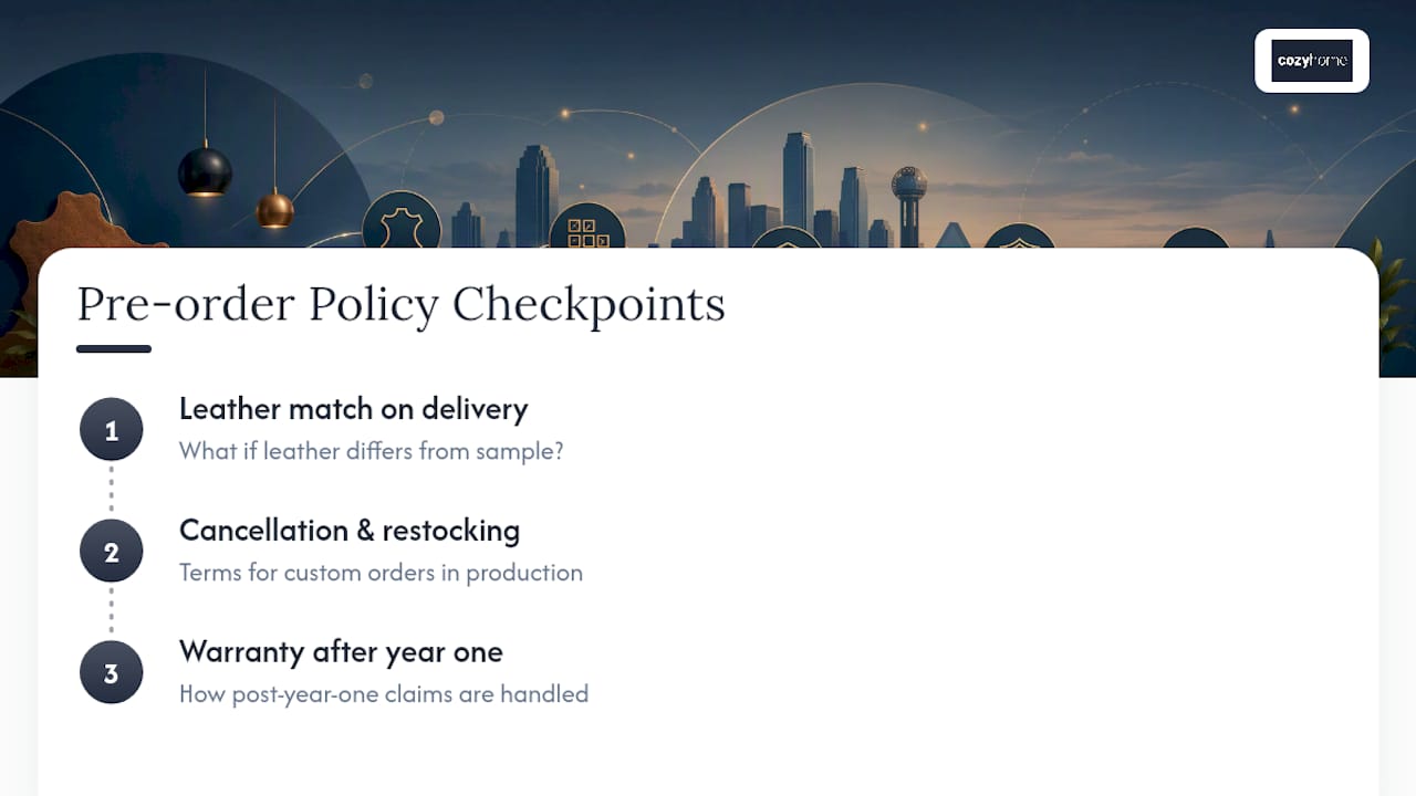 Three custom furniture policy checks