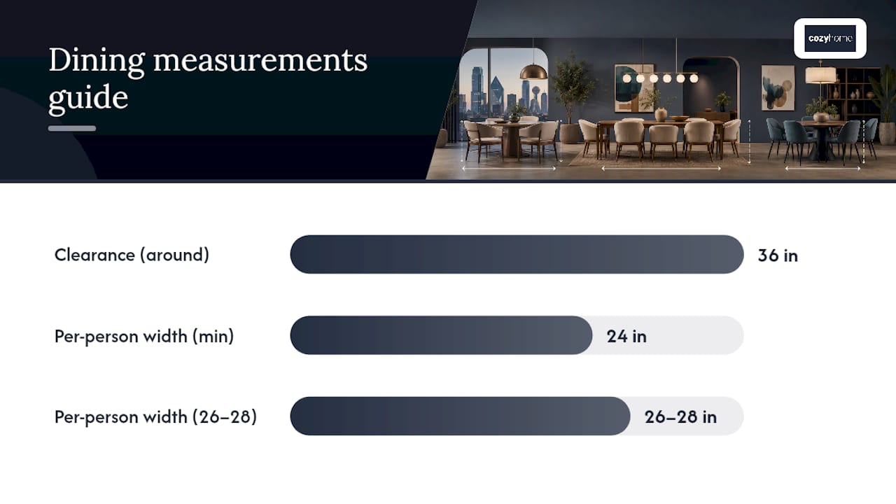 Dining table clearance and seating measurements
