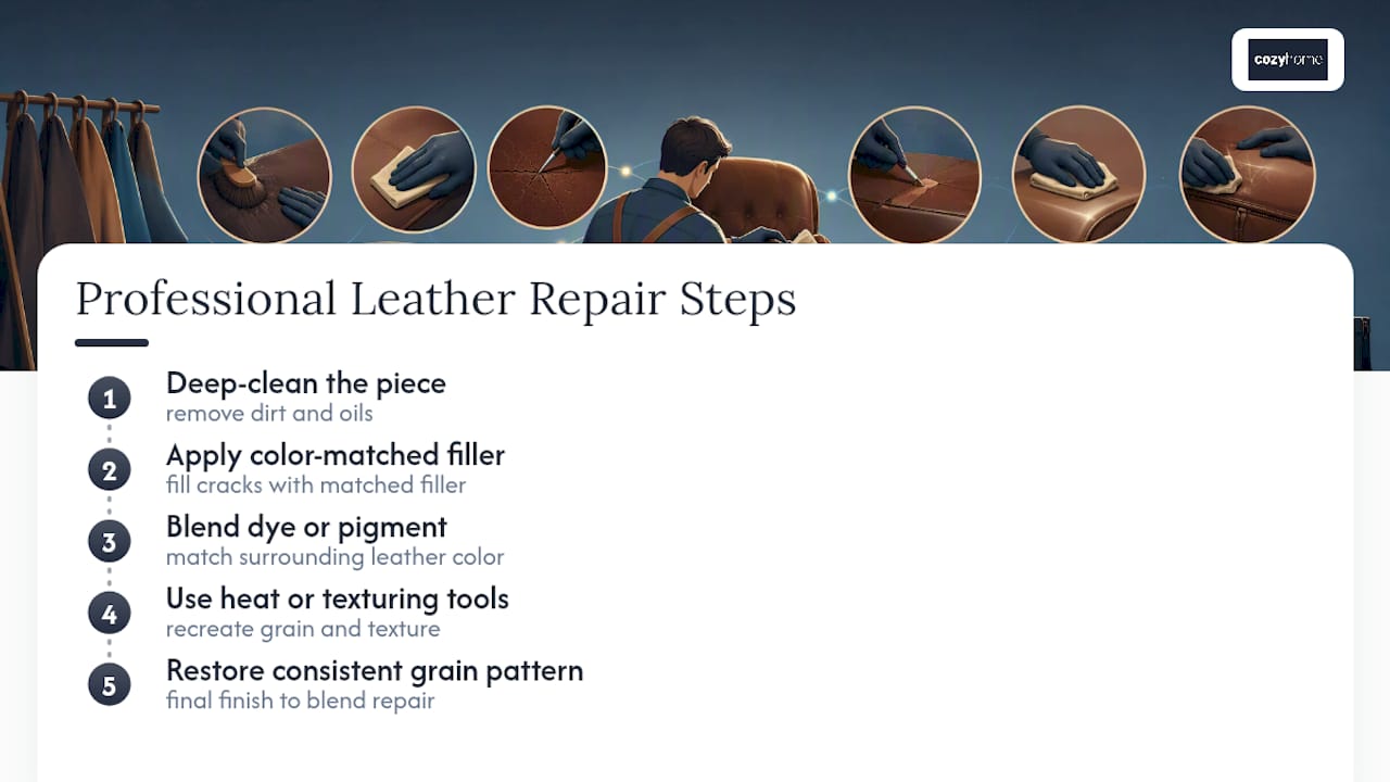 Five-step professional leather restoration process