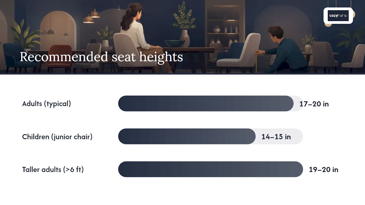 Chair height ranges for adults and children