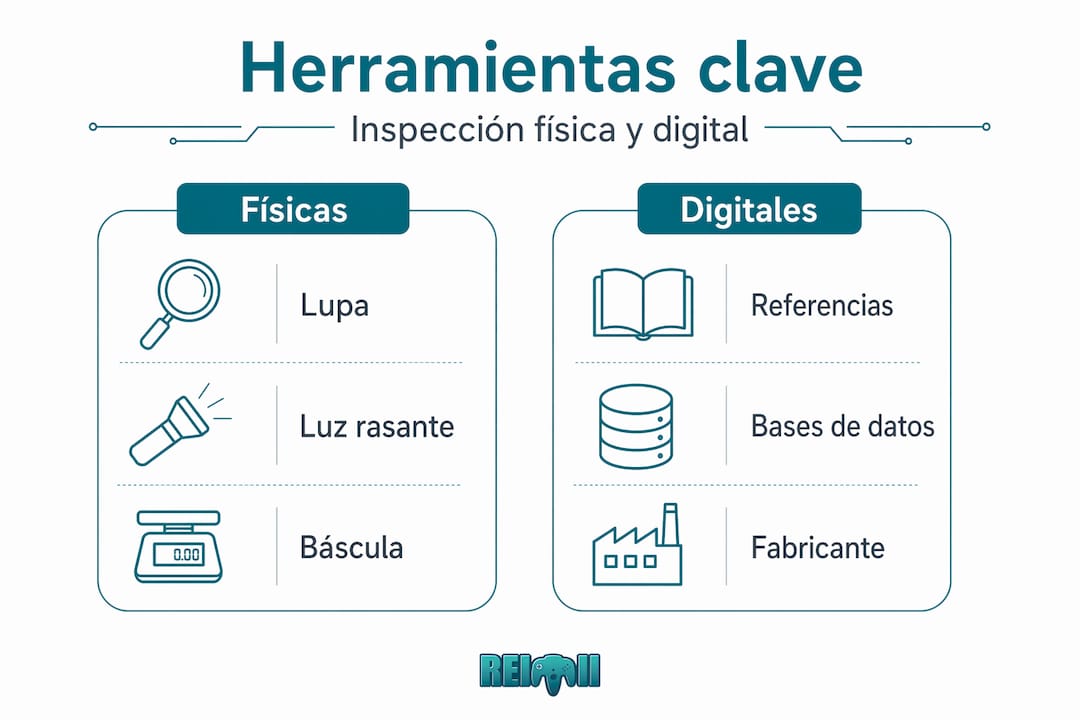 Infographic about the main tools, both manual and digital, used in inspection tasks
