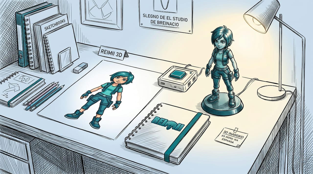 Comparación entre una figura en 2D y otra en 3D sobre la mesa de trabajo