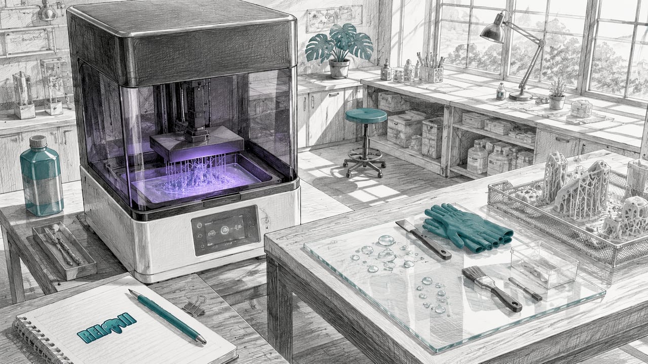 Impresora 3D de resina que solidifica el material mediante luz ultravioleta