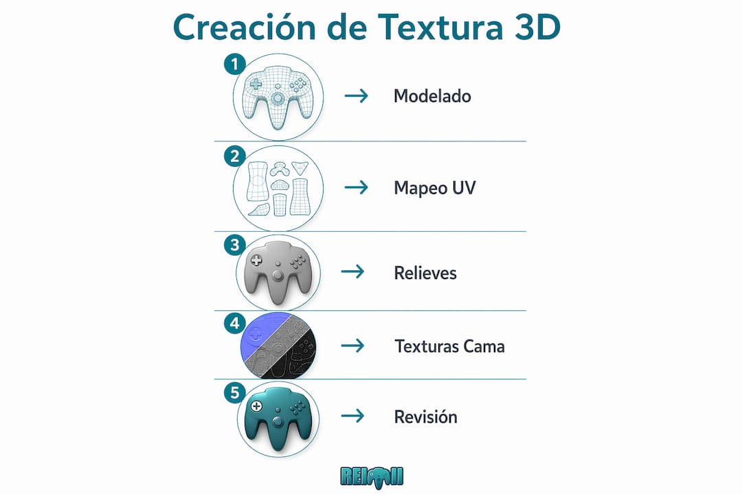 Guía visual con los pasos esenciales para añadir textura a tus impresiones 3D