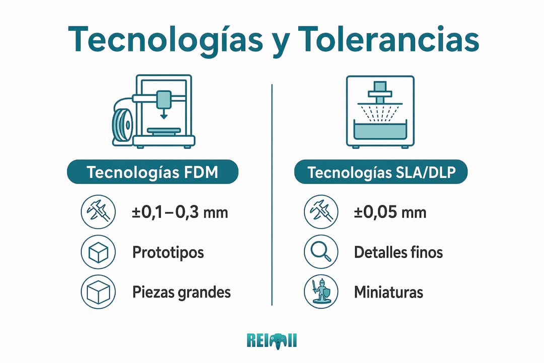 Comparativa visual de tolerancias en impresión 3D