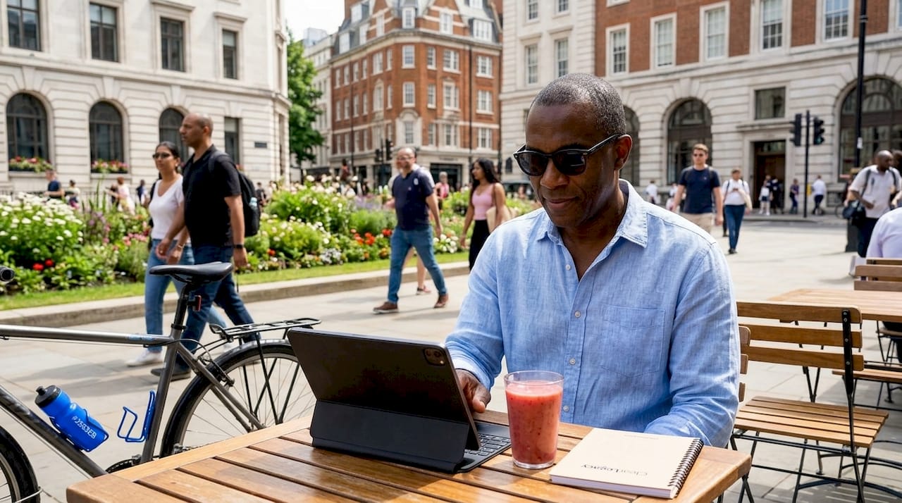 Man reviewing online will service on tablet