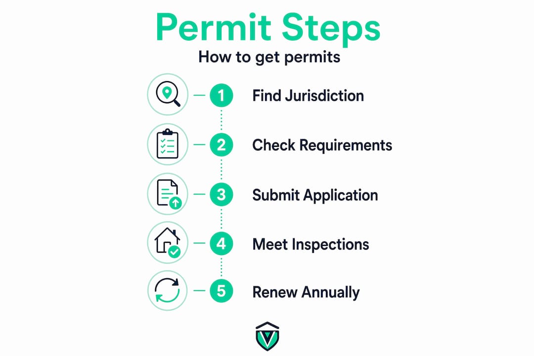 Infographic of permit application steps for business owners