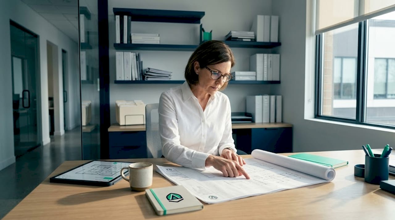 Building permit plan review in office