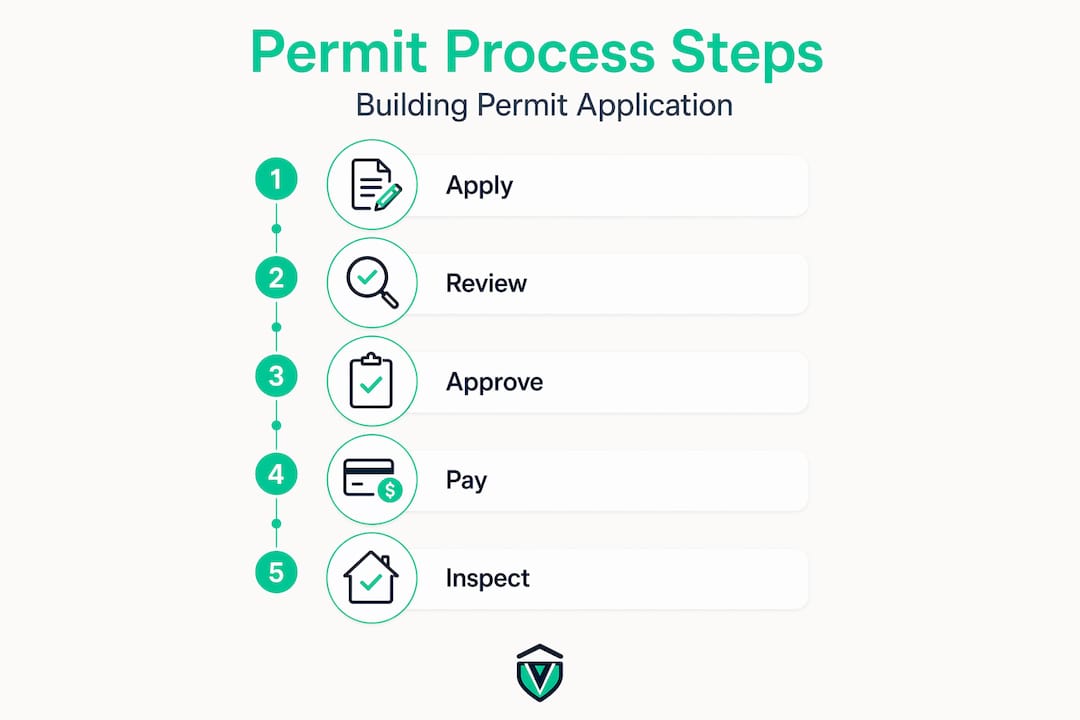 Infographic outlining building permit process steps