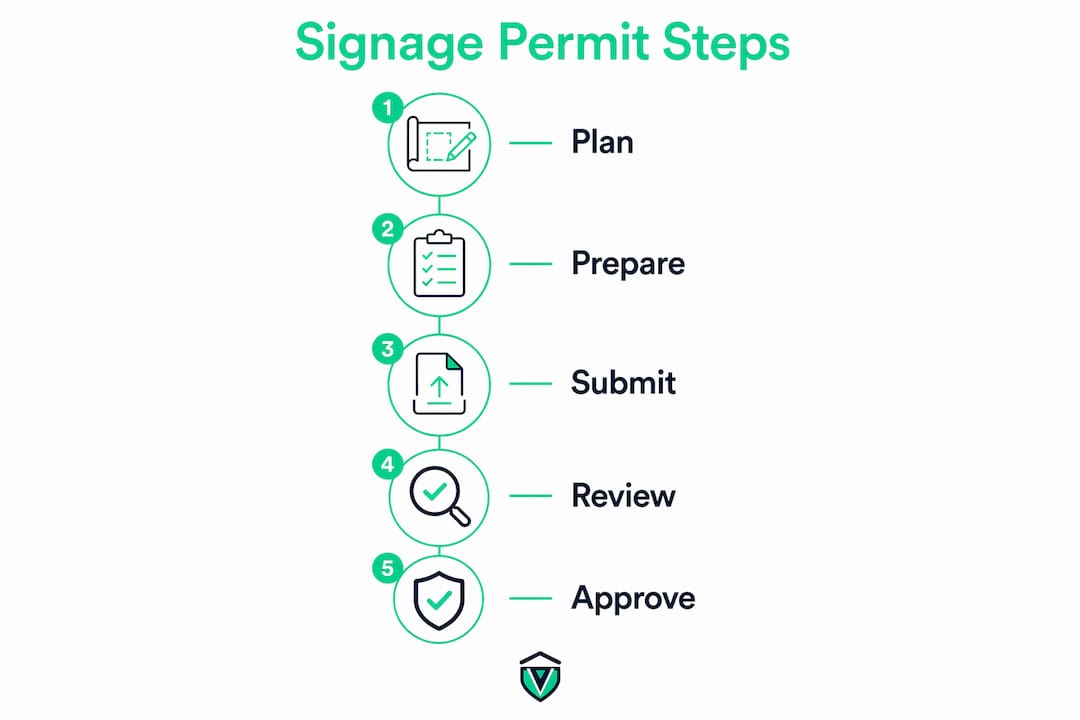 Infographic showing key signage permit application steps