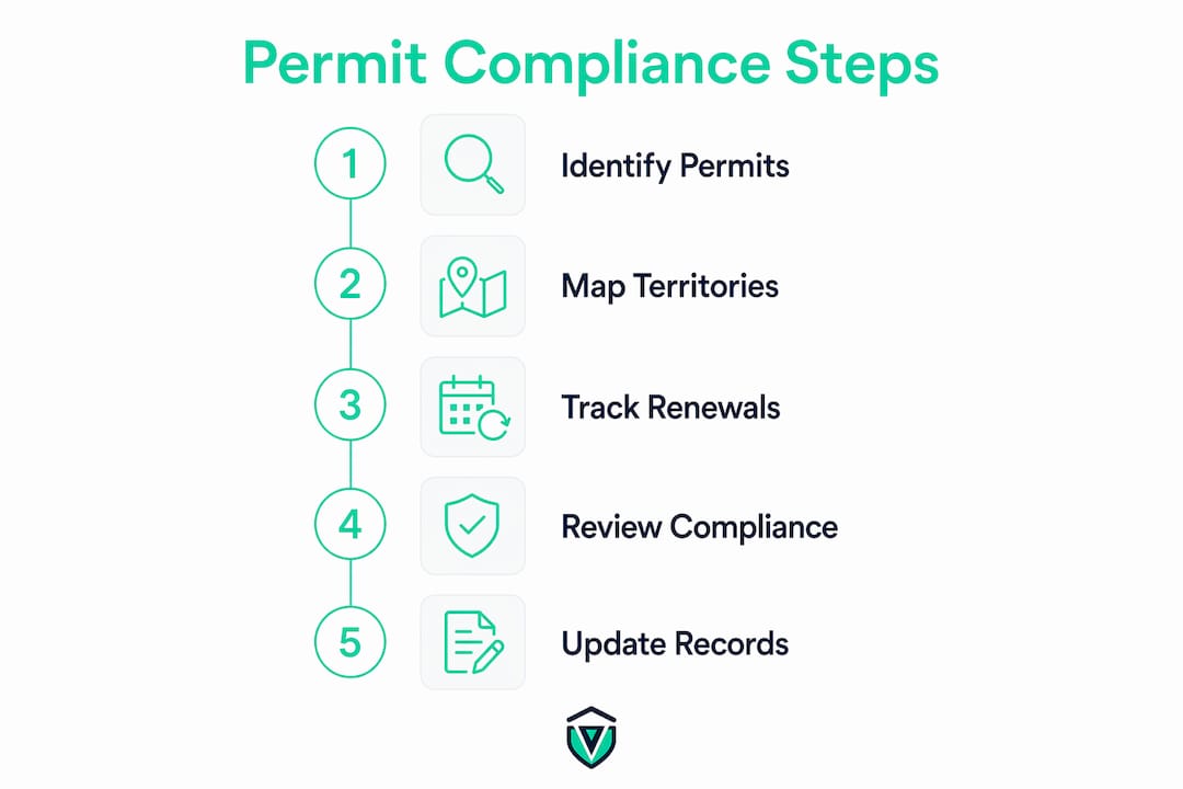 Infographic showing permit compliance workflow steps