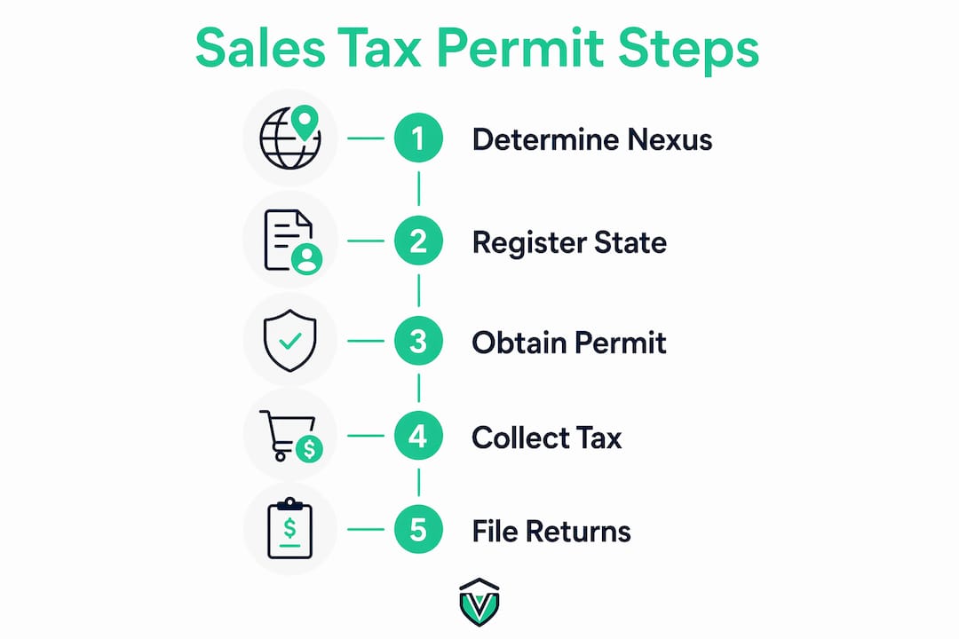 Infographic illustrating sales tax permit steps