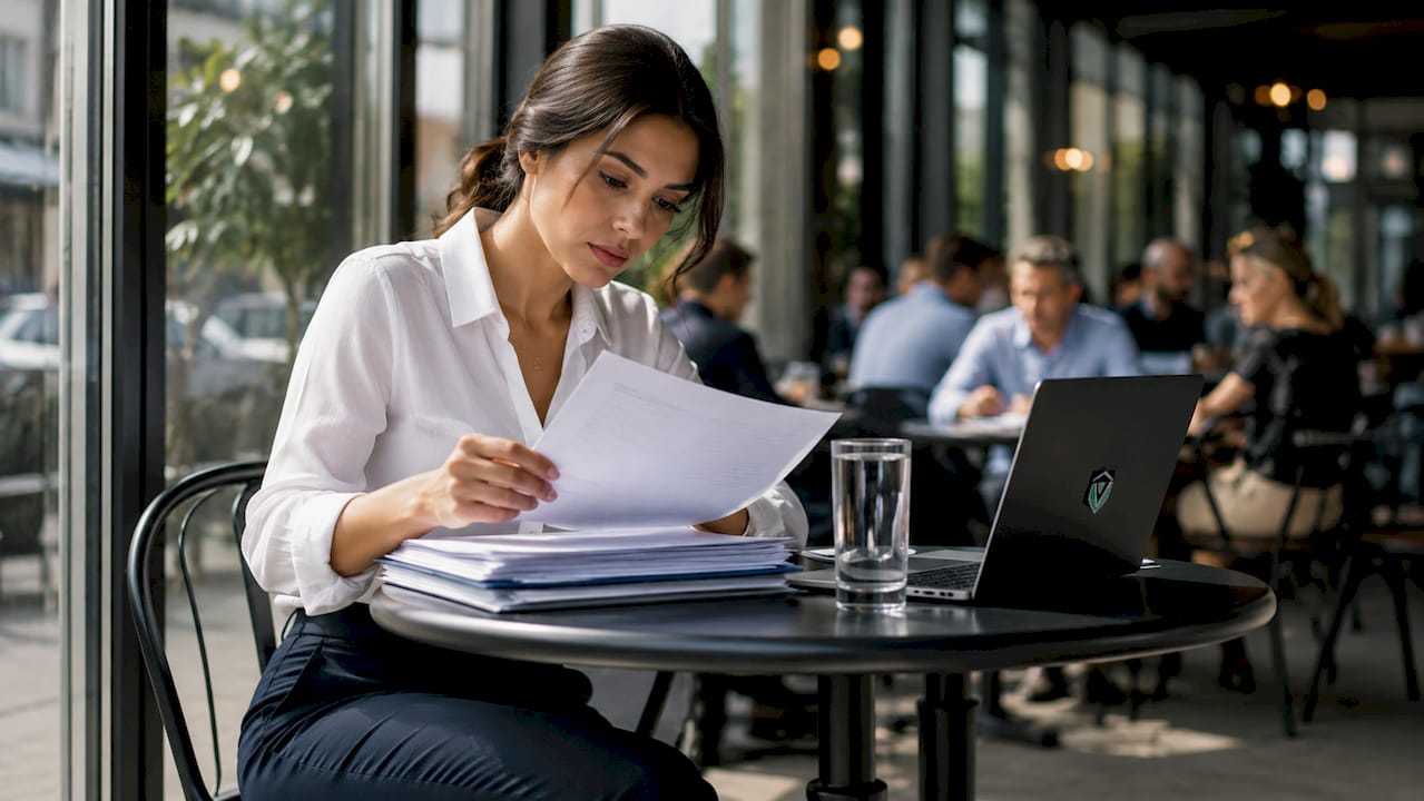 Professional reviewing business license documents