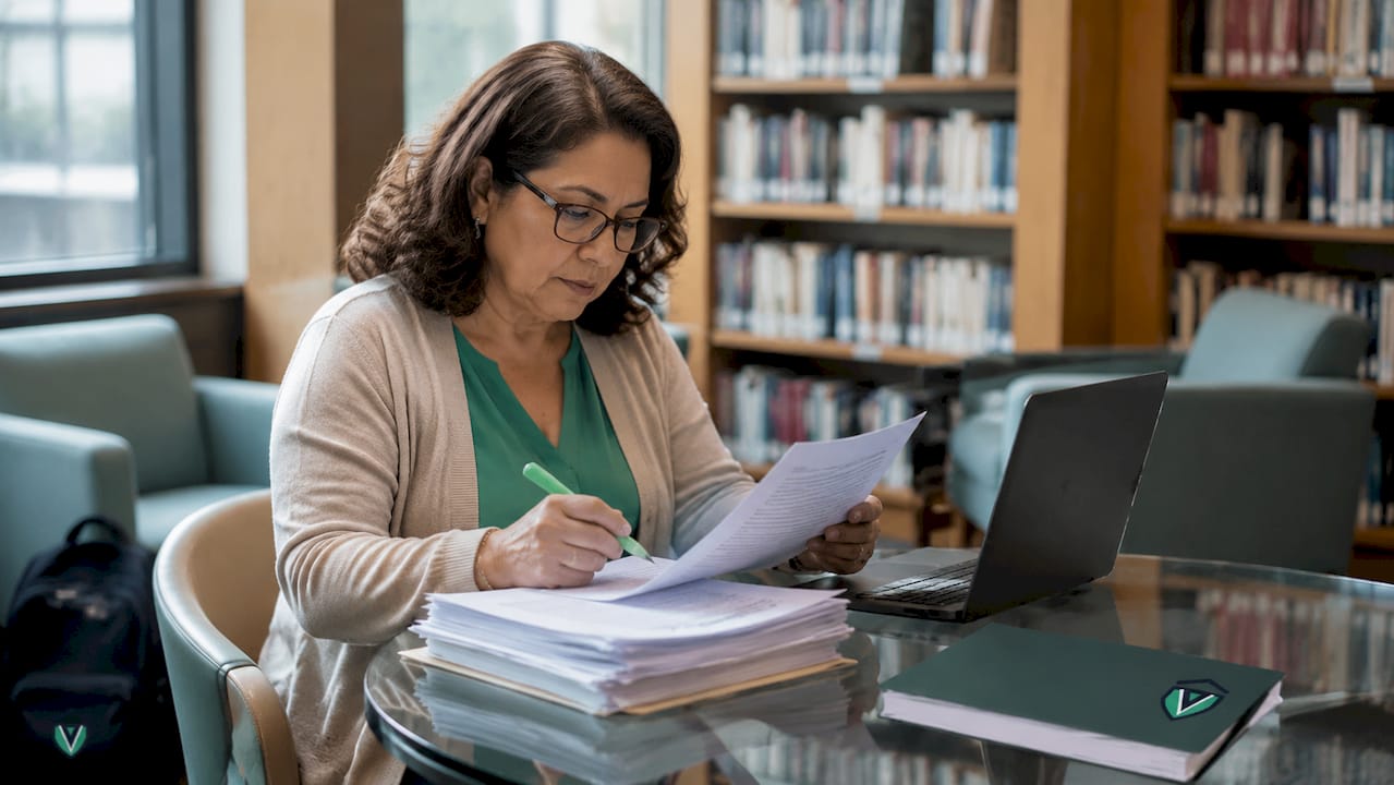 Person reviewing local business license documents
