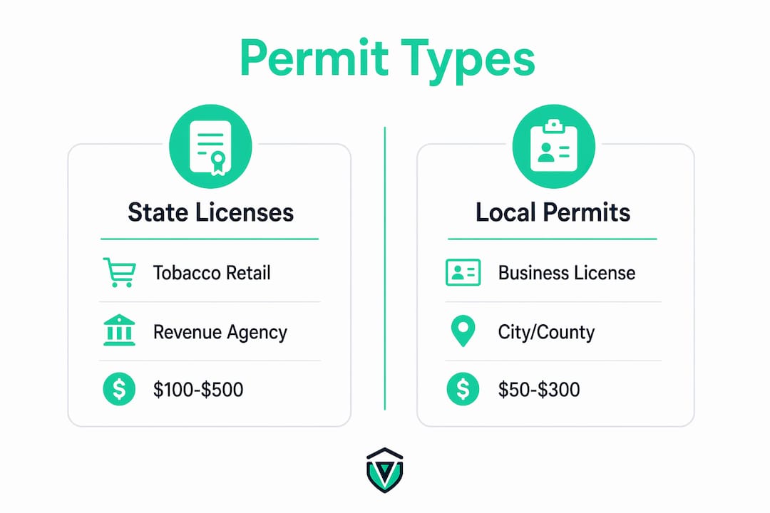 Infographic showing permit types comparison with key details