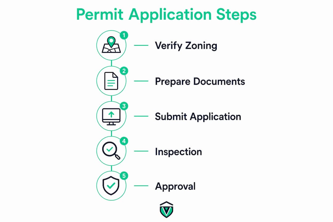 Infographic showing five permit application steps