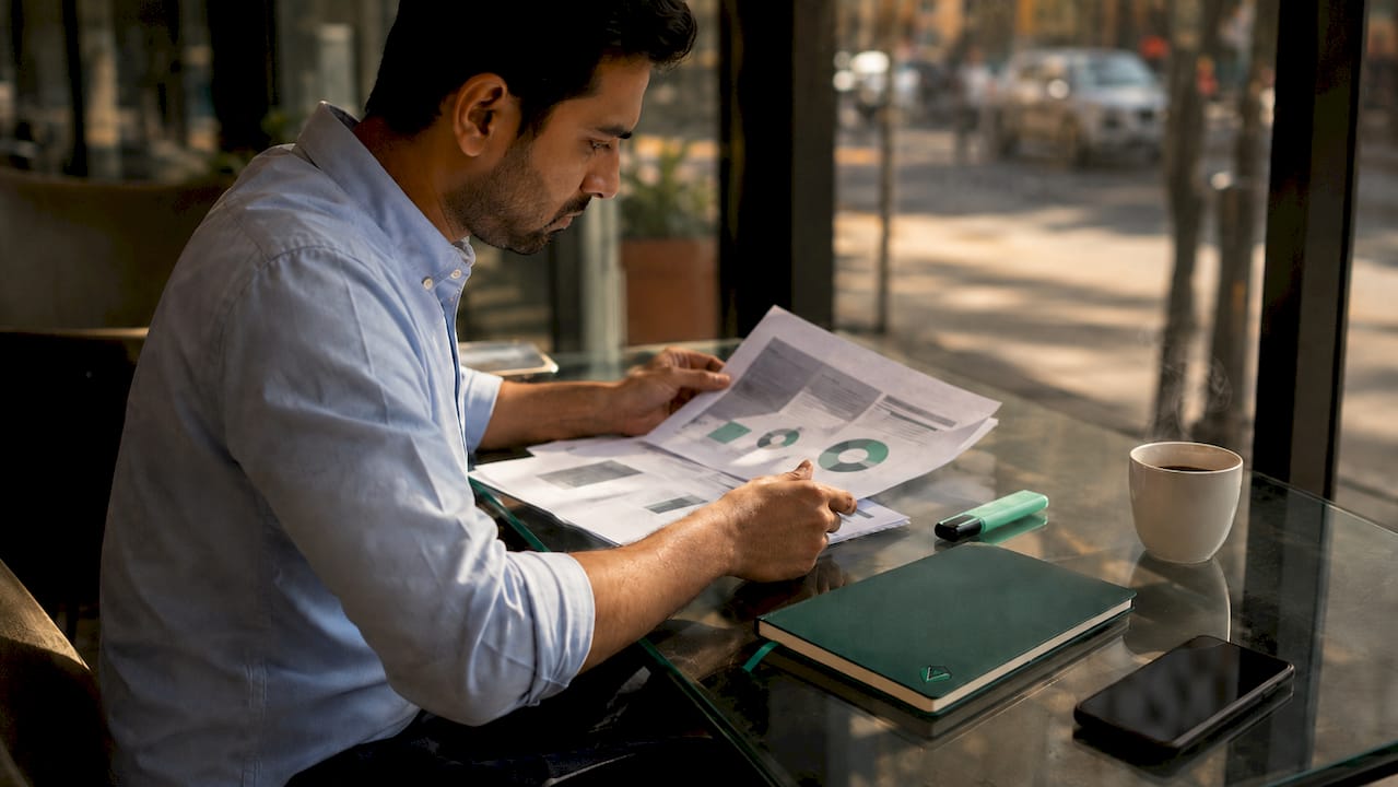 Professional reviewing compliance documents