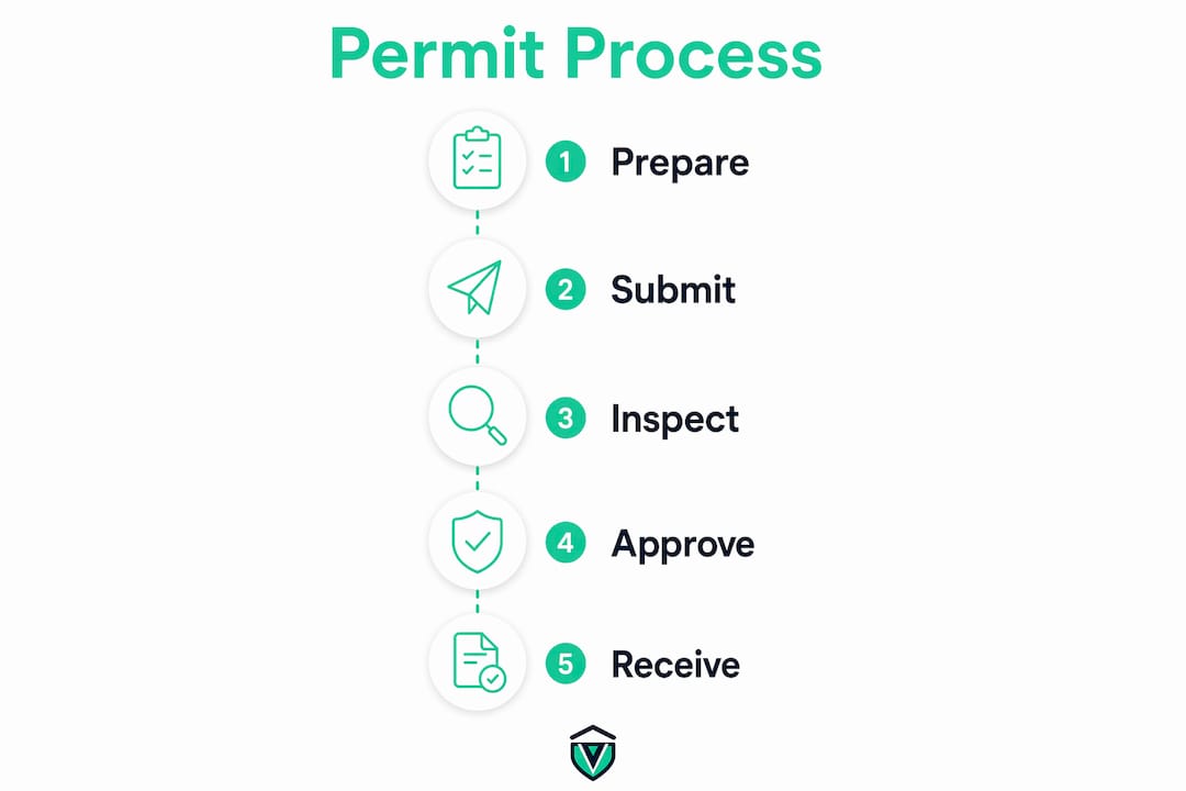 Infographic illustrating five permit application steps