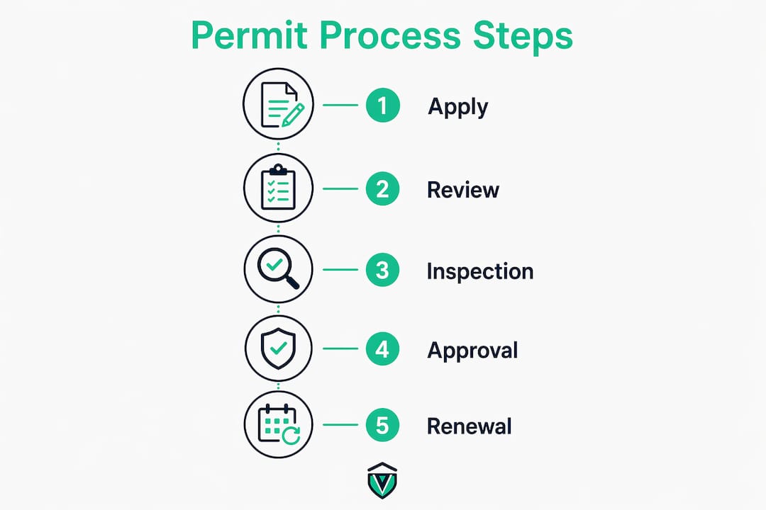 Infographic illustrating fire safety permit process steps