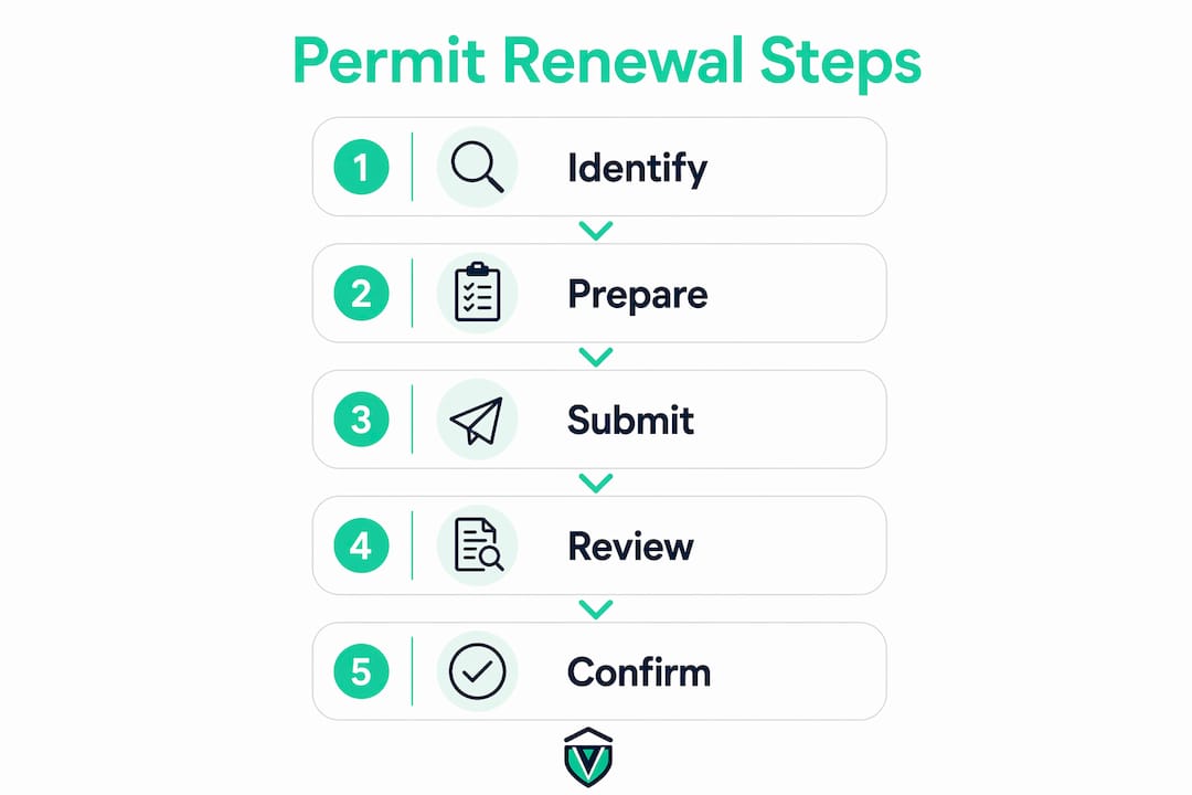 Infographic showing five permit renewal steps