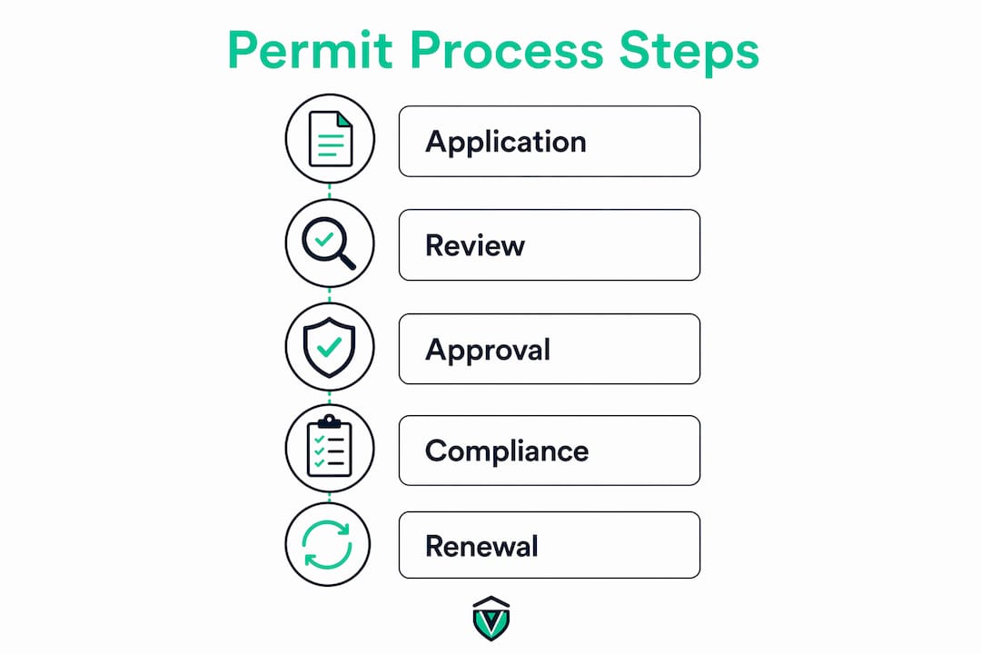 Infographic showing outdoor seating permit process steps