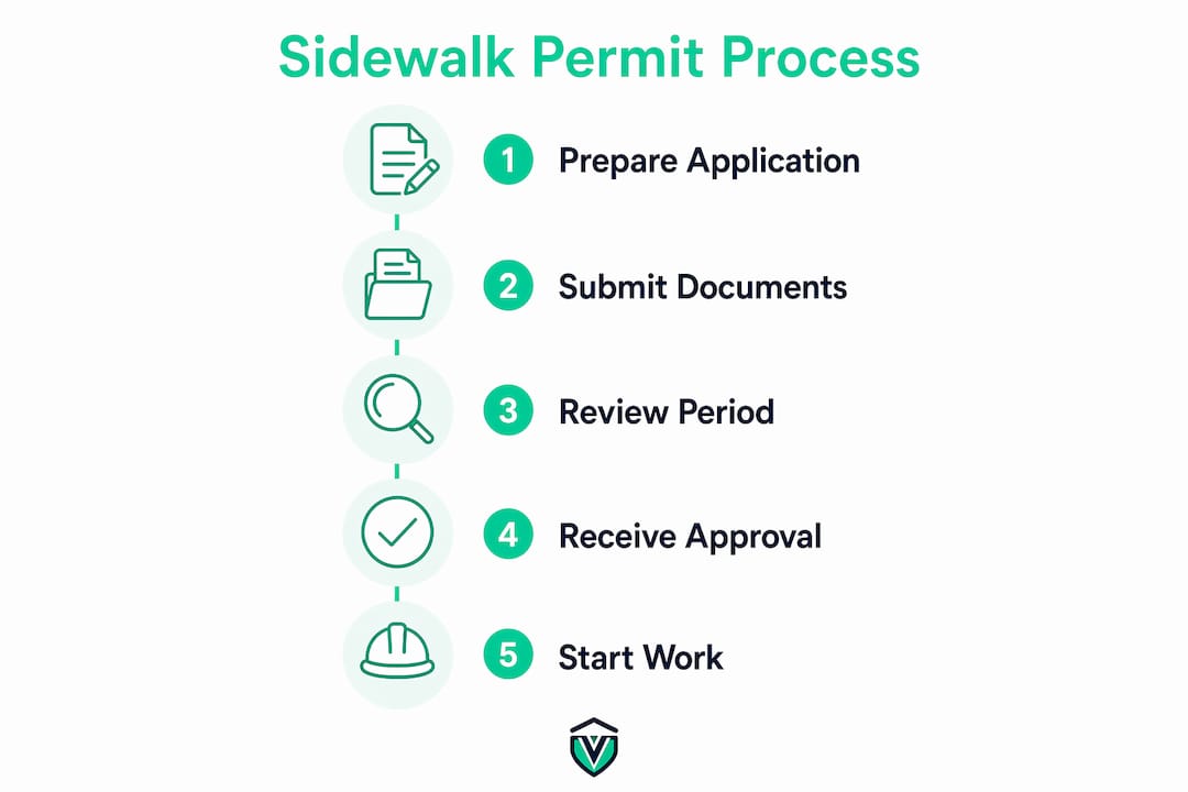 Infographic depicting sidewalk permit application steps