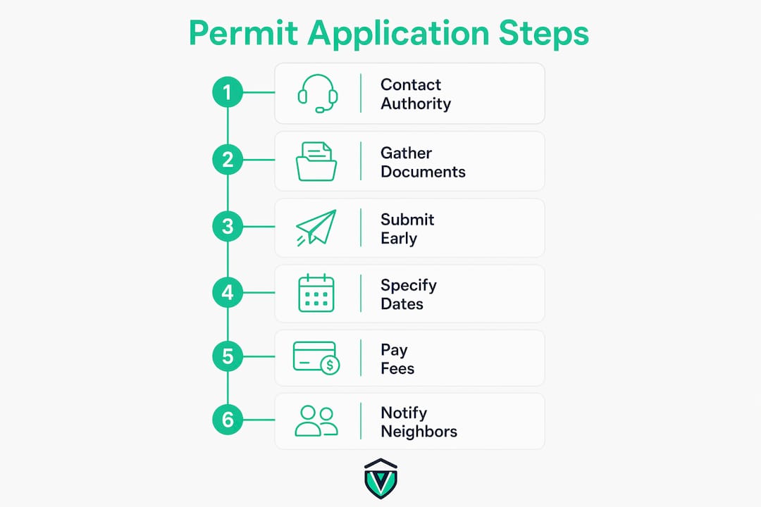 Infographic showing noise permit application steps