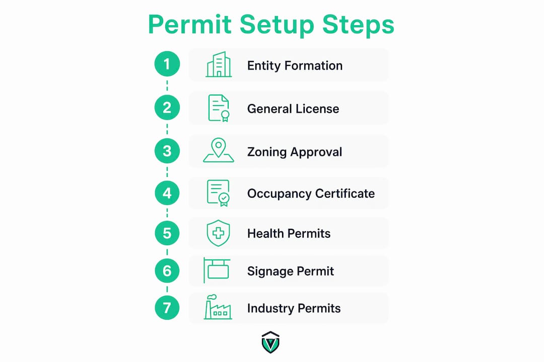 Infographic with franchise permit process steps