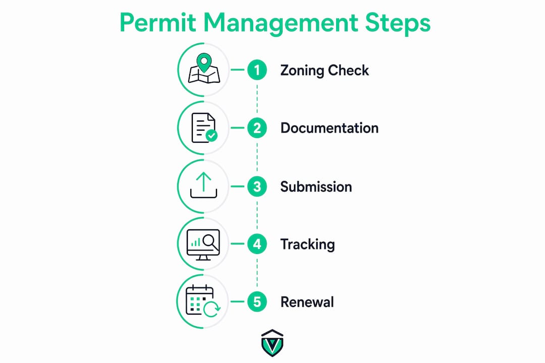 Infographic showing permit management process steps