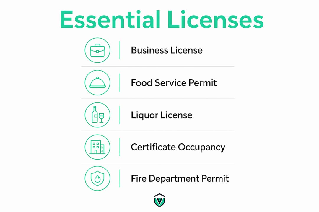 Infographic summarizing essential restaurant permits
