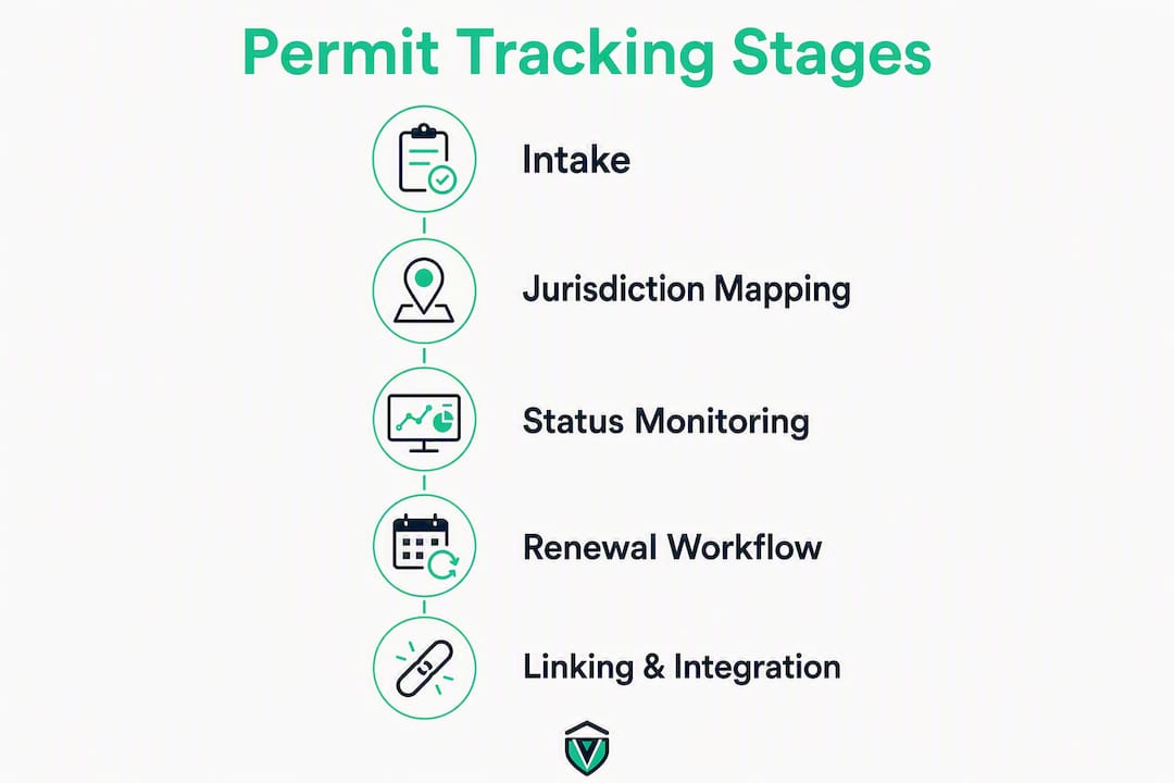 Infographic showing permit tracking process stages