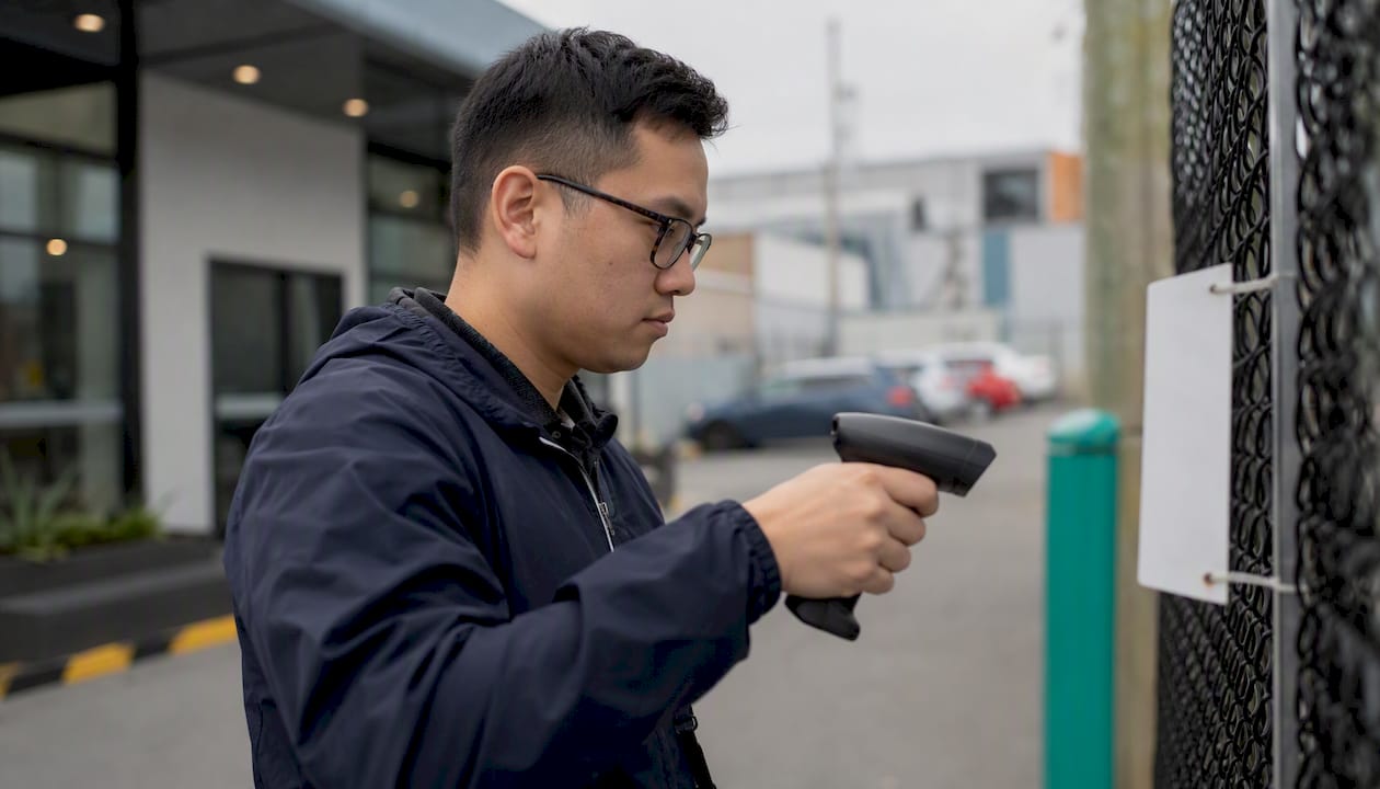 Hand scanning permit tag for compliance