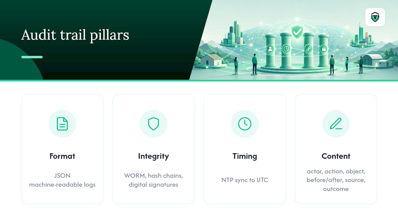 Diagram of audit trail compliance pillars