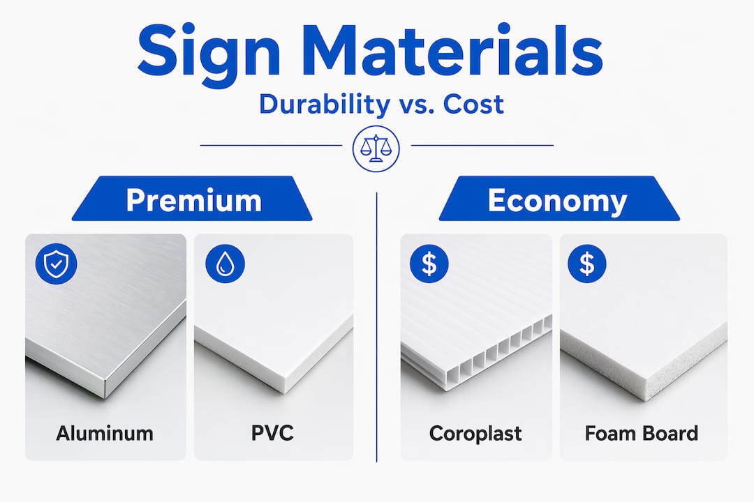 Infographic comparing real estate sign materials